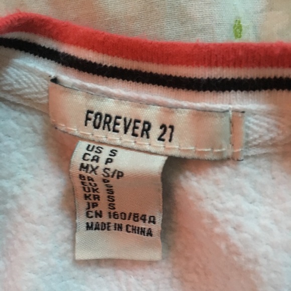 Forever 21 long-sleeved, white, cropped sweatshirt - Picture 3 of 4